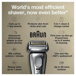 Electric Razor for Men, Waterproof Foil Shaver, Series 9 Pro 9477cc, Silver